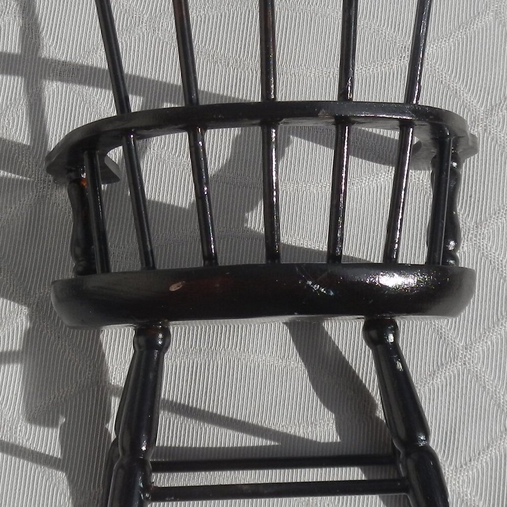 Antique wooden doll chair H 9" - Picture 4 of 8